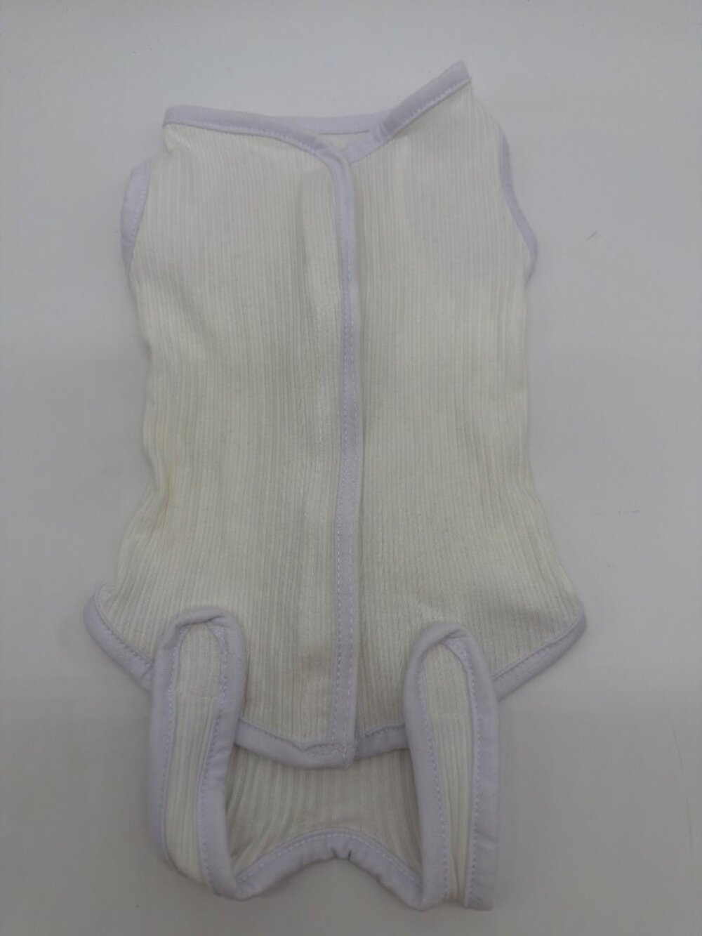 Coppthinktu Cat Recovery Suit Onesie Size L With White Ribbed Fabric And Purple